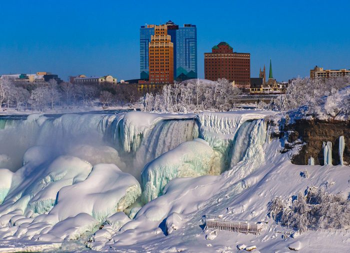 Frozen Niagara Falls as in the Ice Age 18,000 years ago