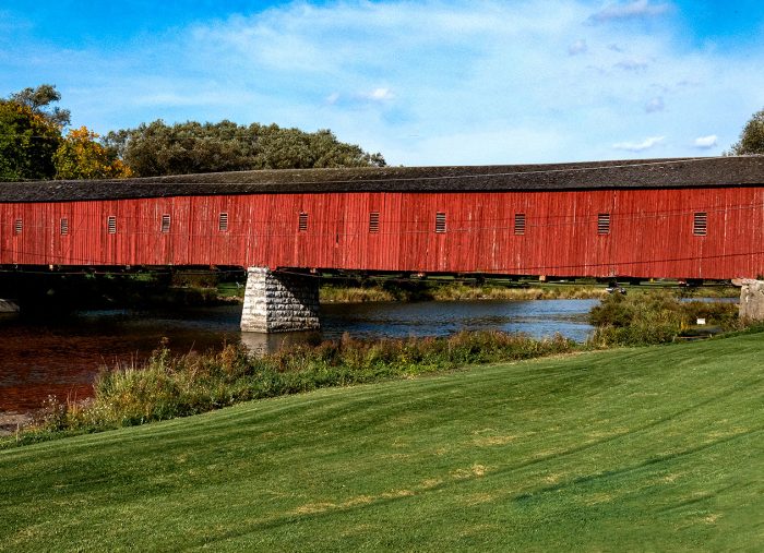 West Montrose Covered Bridge, also Kissing Bridge is one of the oldest covered bridges in Canada